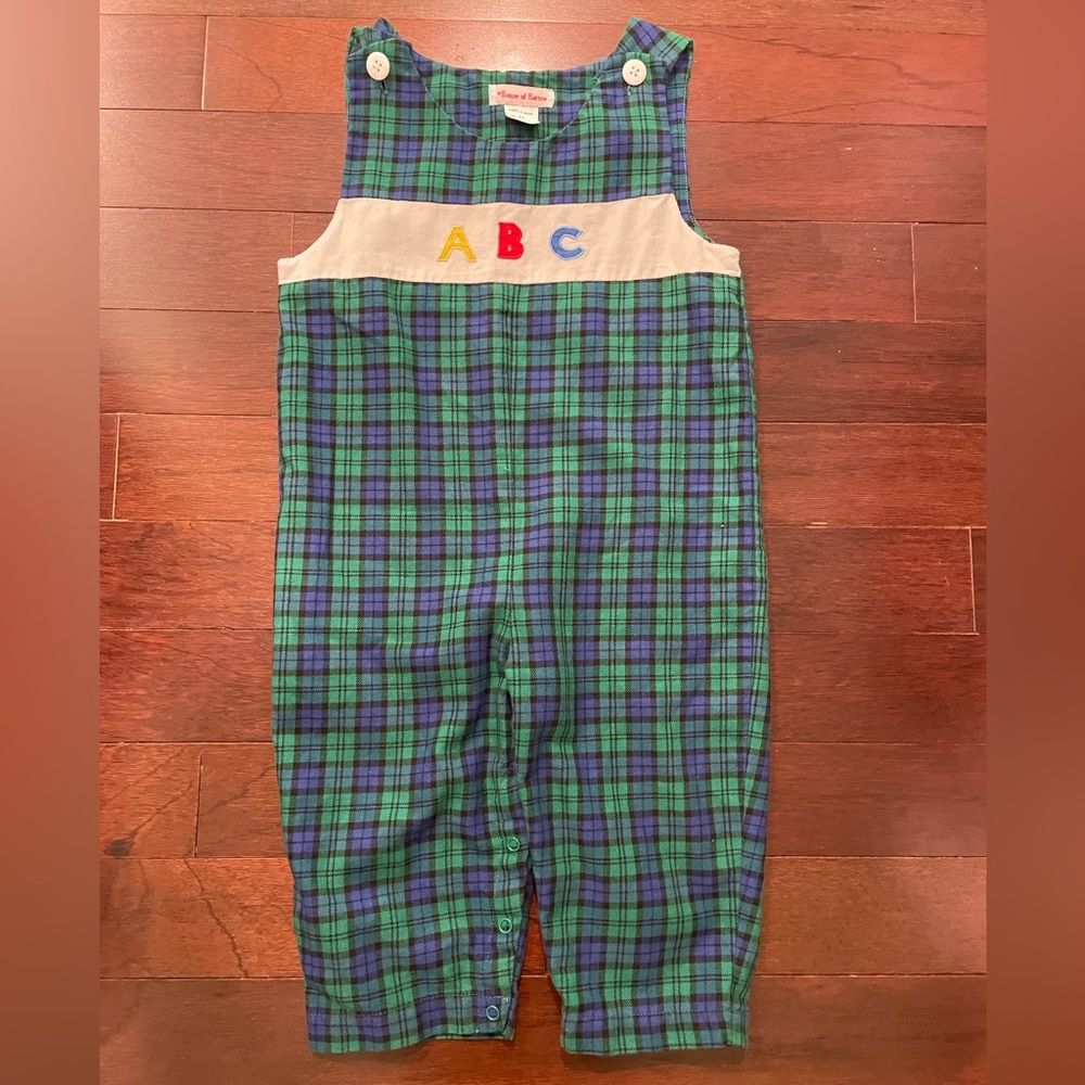 4T Plaid Smocked ABC Longall
